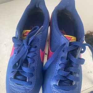 Blue and burgundy Nikes